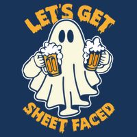Lets Get Sheet Faced Funny Ghost Halloween Party Drinking Button