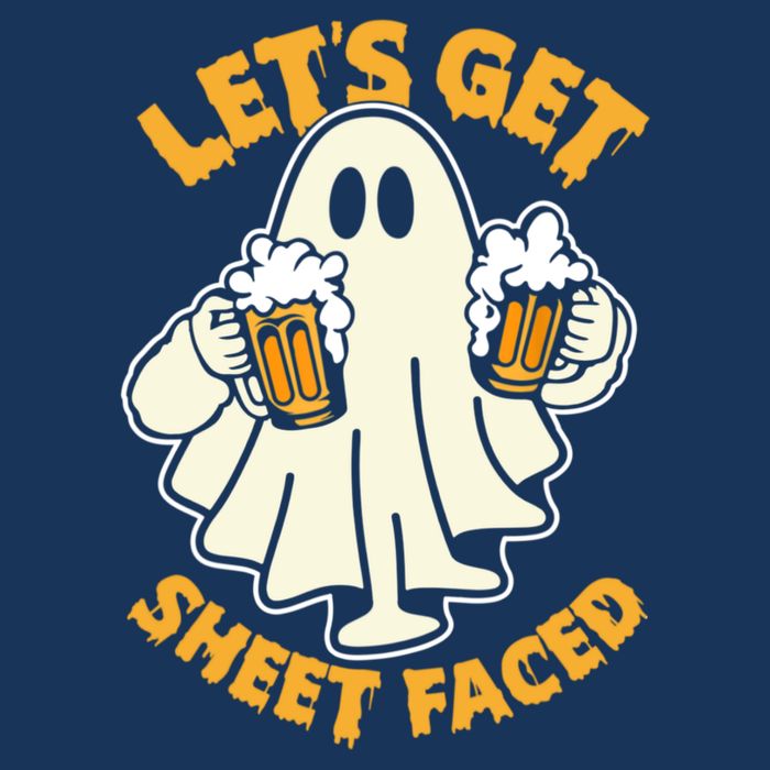 Lets Get Sheet Faced Funny Ghost Halloween Party Drinking Button