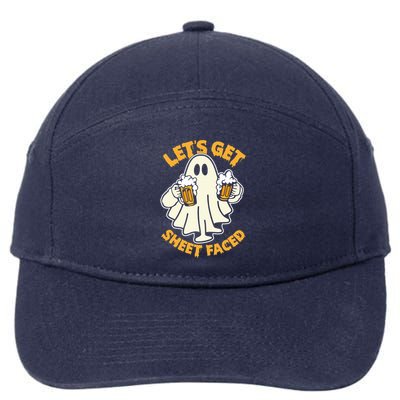 Lets Get Sheet Faced Funny Ghost Halloween Party Drinking 7-Panel Snapback Hat