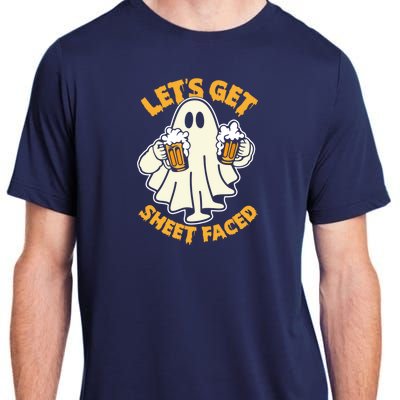 Lets Get Sheet Faced Funny Ghost Halloween Party Drinking Adult ChromaSoft Performance T-Shirt