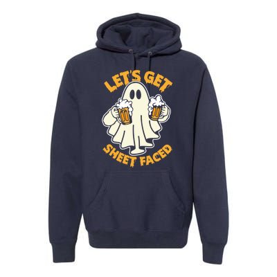 Lets Get Sheet Faced Funny Ghost Halloween Party Drinking Premium Hoodie