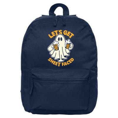 Lets Get Sheet Faced Funny Ghost Halloween Party Drinking 16 in Basic Backpack