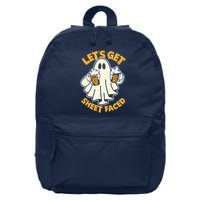 Lets Get Sheet Faced Funny Ghost Halloween Party Drinking 16 in Basic Backpack