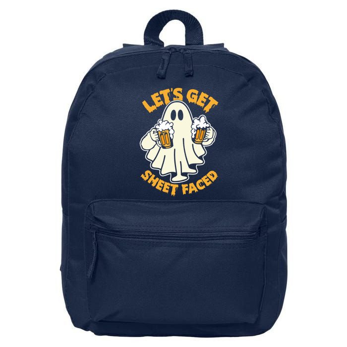 Lets Get Sheet Faced Funny Ghost Halloween Party Drinking 16 in Basic Backpack