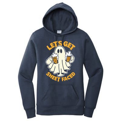 Lets Get Sheet Faced Funny Ghost Halloween Party Drinking Women's Pullover Hoodie