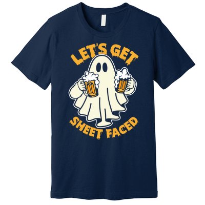 Lets Get Sheet Faced Funny Ghost Halloween Party Drinking Premium T-Shirt