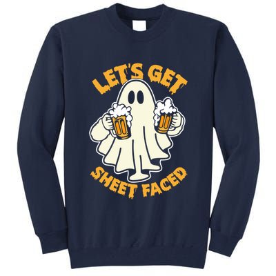 Lets Get Sheet Faced Funny Ghost Halloween Party Drinking Tall Sweatshirt