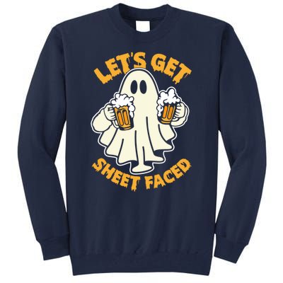 Lets Get Sheet Faced Funny Ghost Halloween Party Drinking Tall Sweatshirt