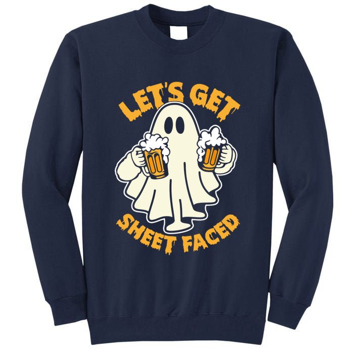 Lets Get Sheet Faced Funny Ghost Halloween Party Drinking Tall Sweatshirt