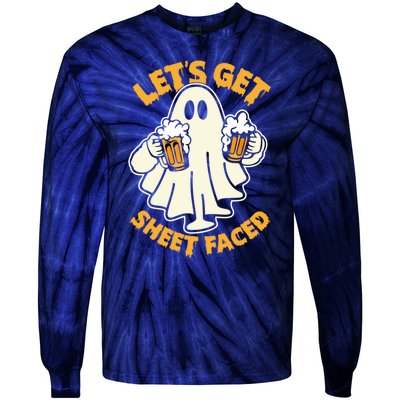 Lets Get Sheet Faced Funny Ghost Halloween Party Drinking Tie-Dye Long Sleeve Shirt