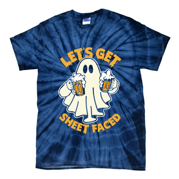 Lets Get Sheet Faced Funny Ghost Halloween Party Drinking Tie-Dye T-Shirt