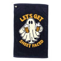 Lets Get Sheet Faced Funny Ghost Halloween Party Drinking Golf Towel