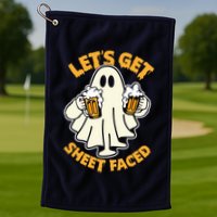 Lets Get Sheet Faced Funny Ghost Halloween Party Drinking Golf Towel