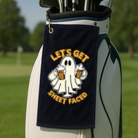 Lets Get Sheet Faced Funny Ghost Halloween Party Drinking Golf Towel
