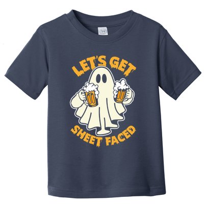 Lets Get Sheet Faced Funny Ghost Halloween Party Drinking Toddler T-Shirt
