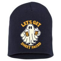 Lets Get Sheet Faced Funny Ghost Halloween Party Drinking Short Acrylic Beanie