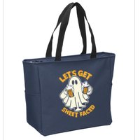 Lets Get Sheet Faced Funny Ghost Halloween Party Drinking Zip Tote Bag