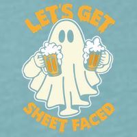 Lets Get Sheet Faced Funny Ghost Halloween Party Drinking Sueded Cloud Jersey T-Shirt