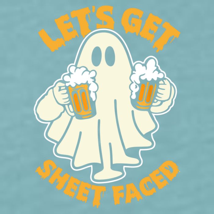 Lets Get Sheet Faced Funny Ghost Halloween Party Drinking Sueded Cloud Jersey T-Shirt