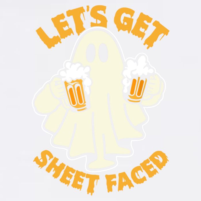 Lets Get Sheet Faced Funny Ghost Halloween Party Drinking Garment-Dyed Sweatshirt