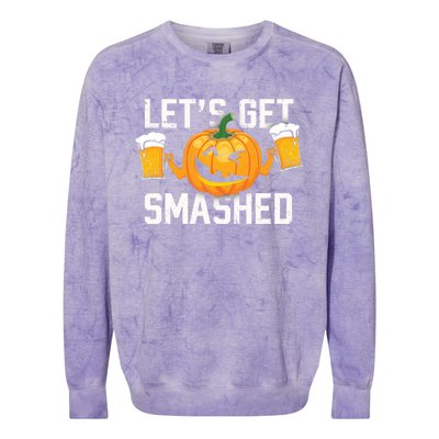 Lets Get Smashed Funny Pumpkin Beer Halloween Costume Cute Gift Colorblast Crewneck Sweatshirt