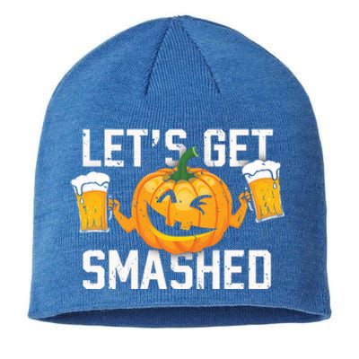 Lets Get Smashed Funny Pumpkin Beer Halloween Costume Cute Gift Sustainable Beanie