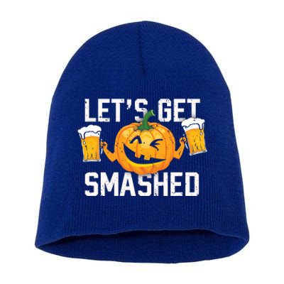 Lets Get Smashed Funny Pumpkin Beer Halloween Costume Cute Gift Short Acrylic Beanie