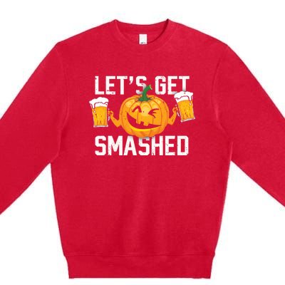 Lets Get Smashed Funny Pumpkin Beer Halloween Costume Cute Gift Premium Crewneck Sweatshirt