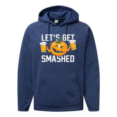 Lets Get Smashed Funny Pumpkin Beer Halloween Costume Cute Gift Performance Fleece Hoodie