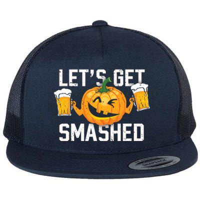 Lets Get Smashed Funny Pumpkin Beer Halloween Costume Cute Gift Flat Bill Trucker Hat