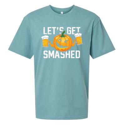 Lets Get Smashed Funny Pumpkin Beer Halloween Costume Cute Gift Sueded Cloud Jersey T-Shirt