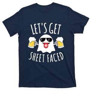 Lets Get Sheet Faced Funny Ghost Halloween Party Drinking T-Shirt