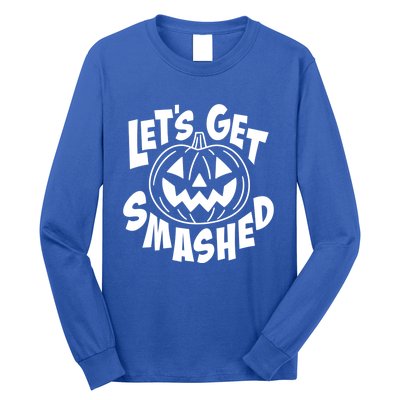 LetS Get Smashed Funny Halloween Pumpkin Smile October Beer Gift Long Sleeve Shirt