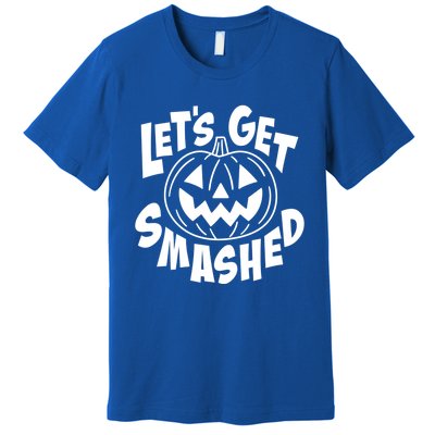 LetS Get Smashed Funny Halloween Pumpkin Smile October Beer Gift Premium T-Shirt