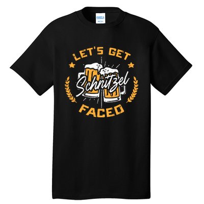 Lets Get Schnitzel Faced Oktoberfest Funny Costume Men Women Tall T-Shirt