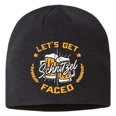 Lets Get Schnitzel Faced Oktoberfest Funny Costume Men Women Sustainable Beanie