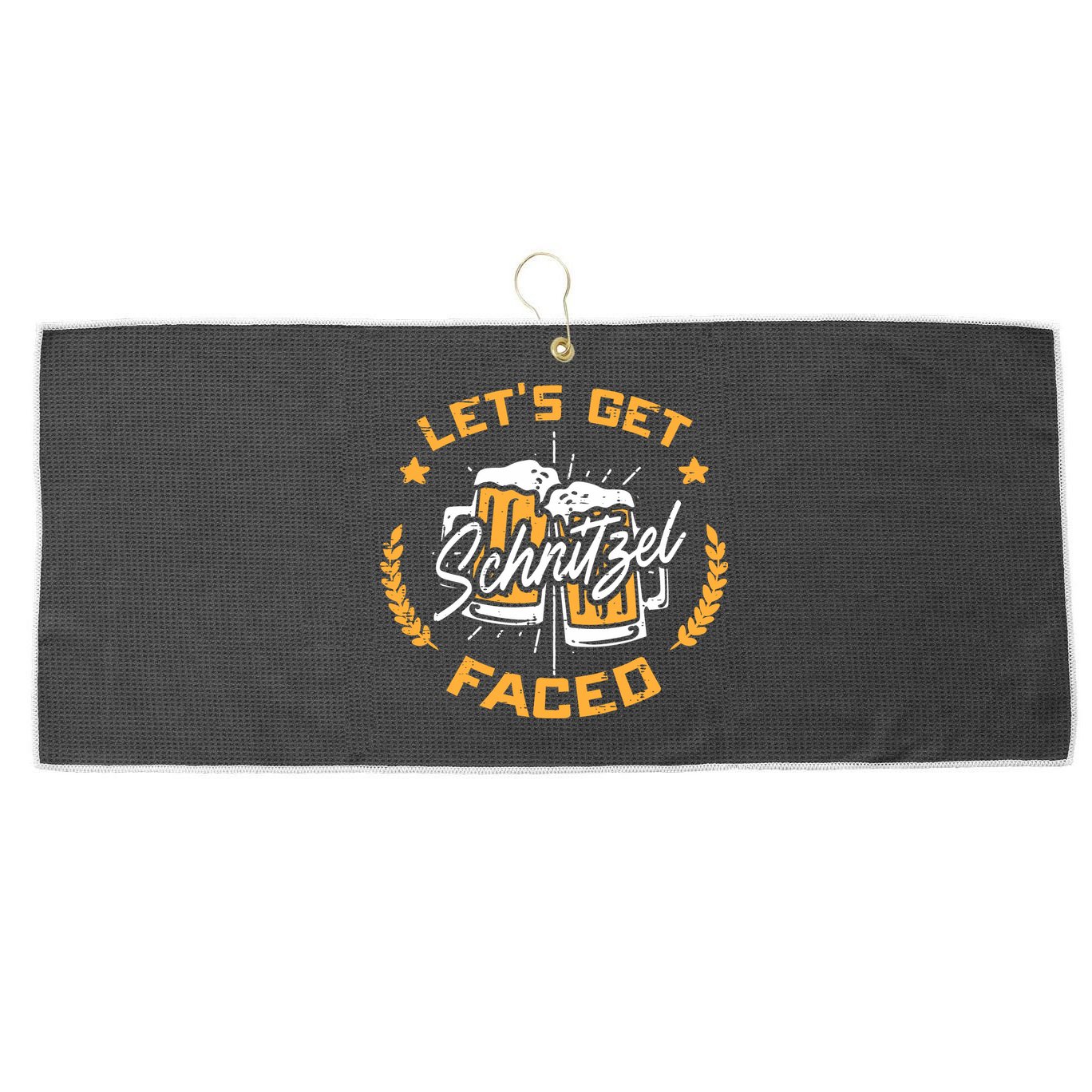 Lets Get Schnitzel Faced Oktoberfest Funny Costume Men Women Large Microfiber Waffle Golf Towel