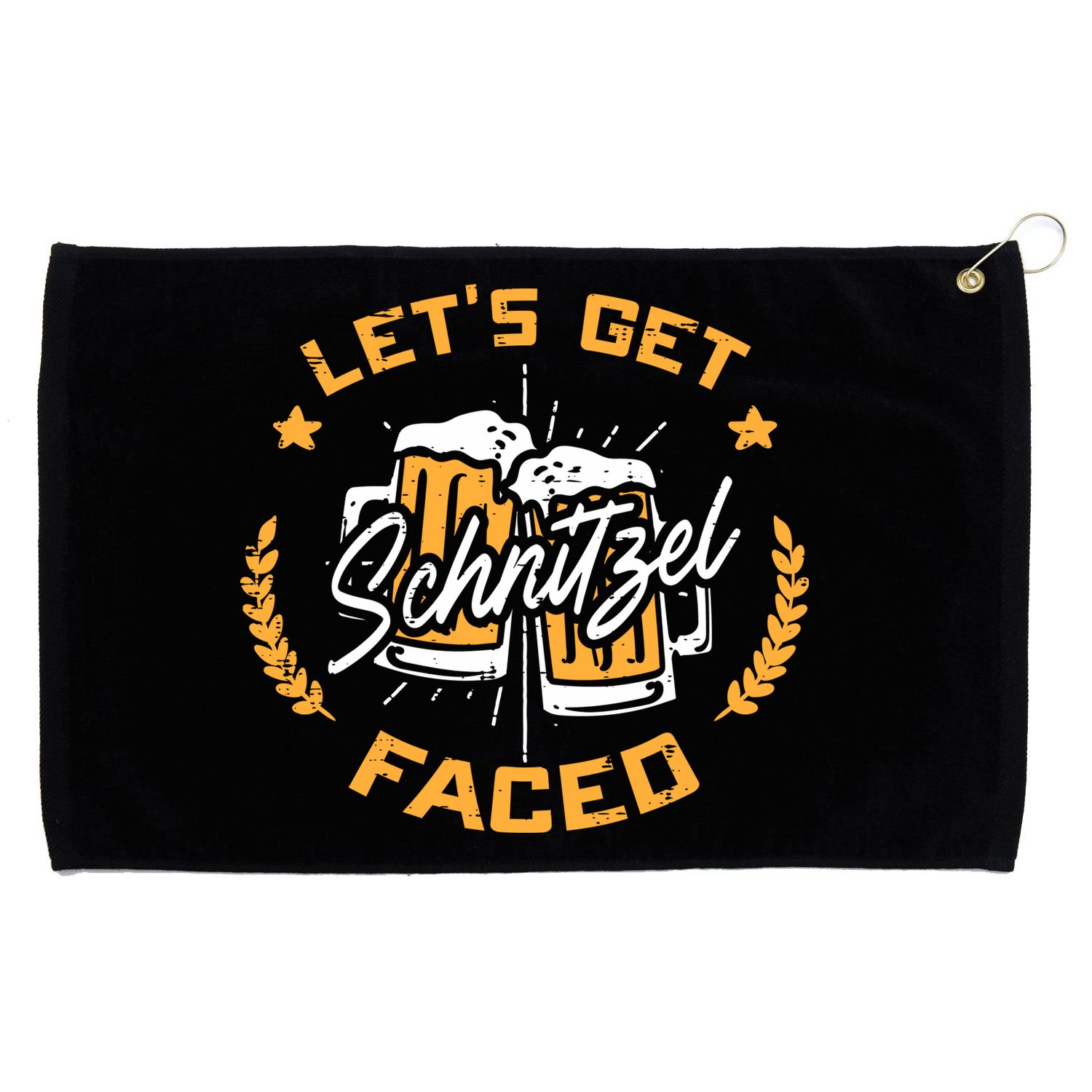 Lets Get Schnitzel Faced Oktoberfest Funny Costume Men Women Grommeted Golf Towel