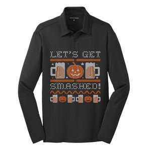 LetS Get Smashed Funny Halloween Ugly Sweater Style Meaningful Gift Silk Touch Performance Long Sleeve Polo