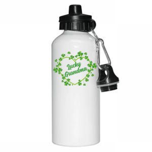 Lucky Grandma Shamrock Heart Grandma Love Gift Aluminum Water Bottle