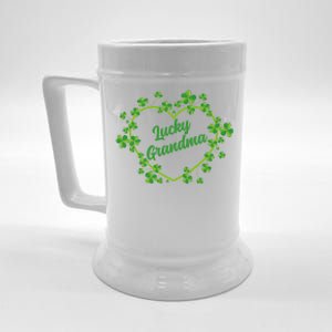 Lucky Grandma Shamrock Heart Grandma Love Gift Beer Stein