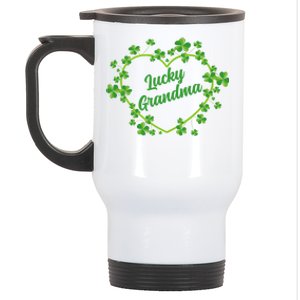 Lucky Grandma Shamrock Heart Grandma Love Gift Stainless Steel Travel Mug