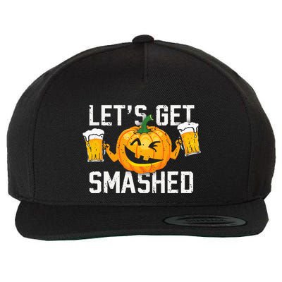 Lets Get Smashed Funny Pumpkin Beer Halloween Costume Wool Snapback Cap