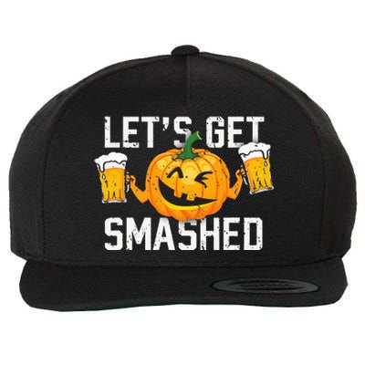 Lets Get Smashed Funny Pumpkin Beer Halloween Costume Wool Snapback Cap