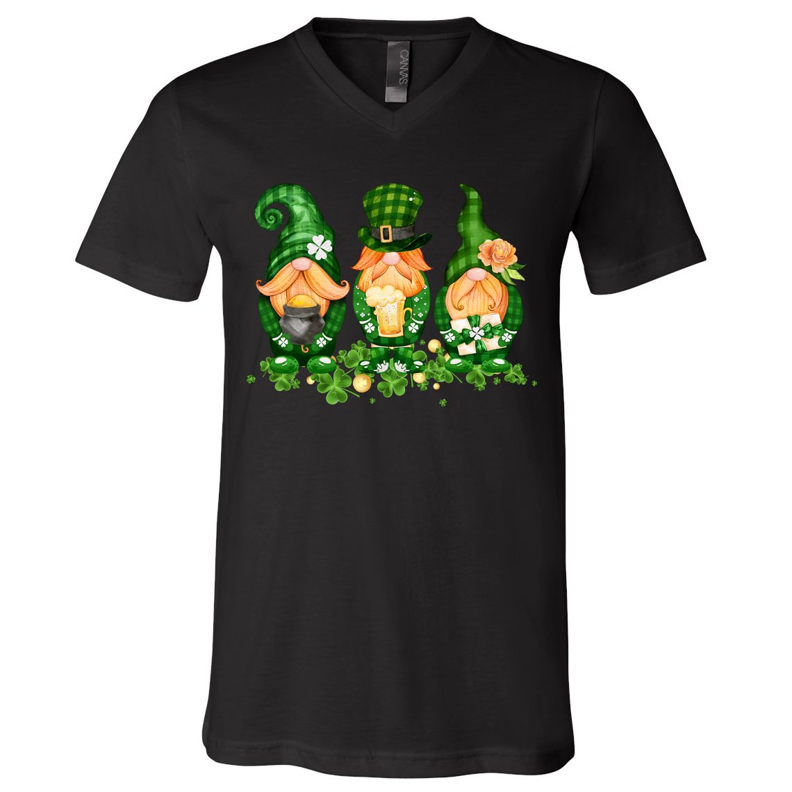 Lucky Gnome St Patrick's Day Festive V-Neck T-Shirt