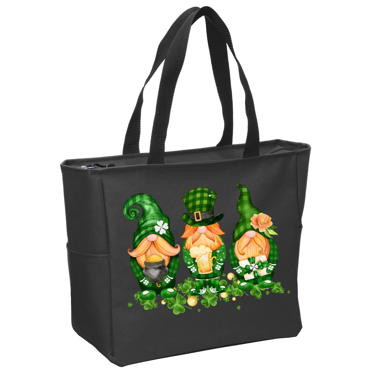 Lucky Gnome St Patrick's Day Festive Zip Tote Bag