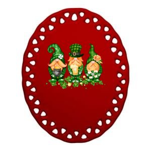 Lucky Gnome St Patrick's Day Festive Ceramic Oval Ornament