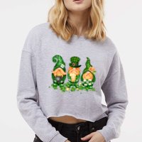 Lucky Gnome St Patrick's Day Festive Cropped Pullover Crew