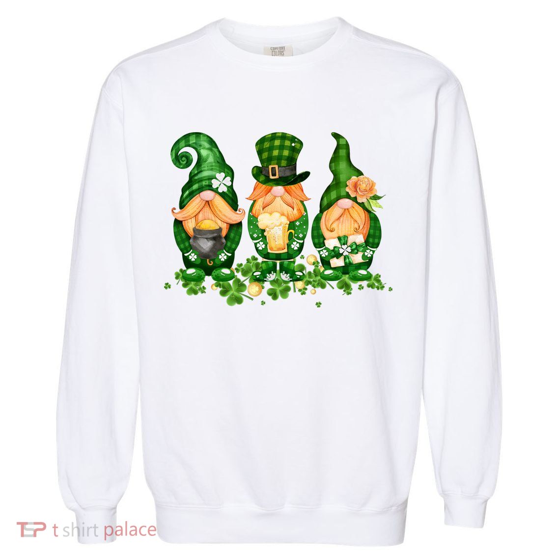 Lucky Gnome St Patrick's Day Festive Garment-Dyed Sweatshirt