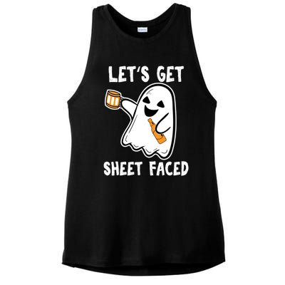 Lets Get Sheet Faced Boos Beer Ing Boo Ghost Halloween Cute Gift Ladies PosiCharge Tri-Blend Wicking Tank